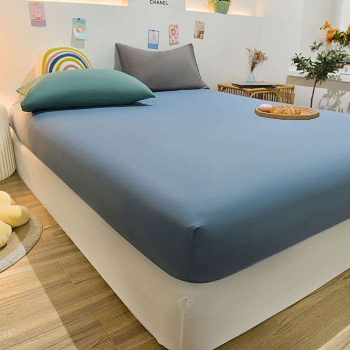 91家纺网 家纺一手货源 找家纺 极梦 2025新款ins纯色水洗棉磨毛单床笠三件套 布丁兰