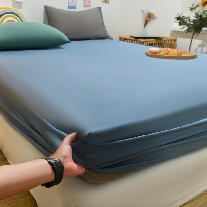 91家纺网 家纺一手货源 找家纺 极梦 2025新款ins纯色水洗棉磨毛单床笠三件套 布丁兰