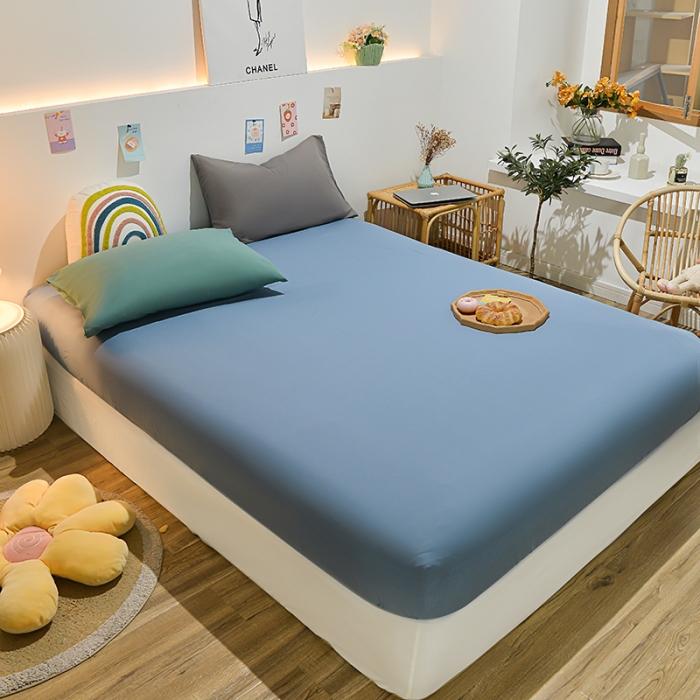 91家纺网 家纺一手货源 找家纺 极梦 2025新款ins纯色水洗棉磨毛单床笠三件套 布丁兰