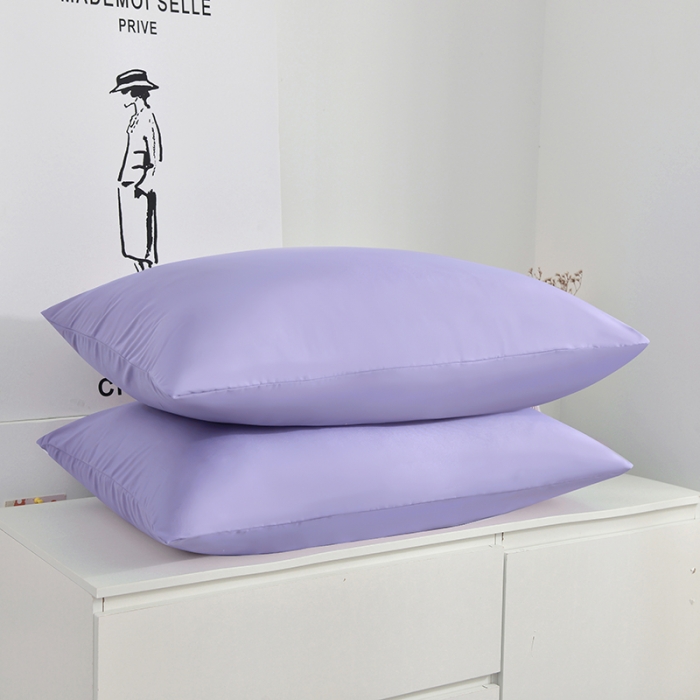 91家纺网 家纺一手货源 找家纺 极梦 2025新款ins纯色水洗棉磨毛单床笠三件套 浅紫色