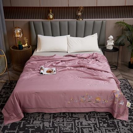 91家纺网 家纺一手货源 找家纺 暖阳 2023新款天丝镂空刺绣夏凉被 繁花-豆沙