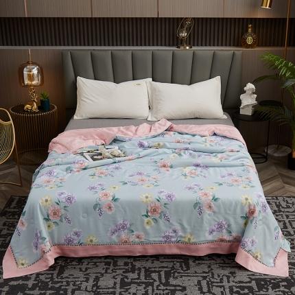 91家纺网 家纺一手货源 找家纺 暖阳 2023新款天丝印花夏凉被 春意满园