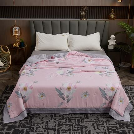 91家纺网 家纺一手货源 找家纺 暖阳 2023新款天丝印花夏凉被 春意黯然-粉