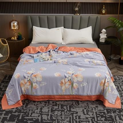 91家纺网 家纺一手货源 找家纺 暖阳 2023新款天丝印花夏凉被 花意桔