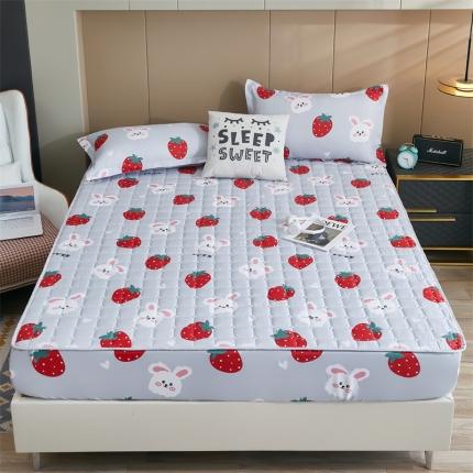 夹棉床笠加厚透气床罩套宿舍床垫套防尘罩全包 草莓兔
