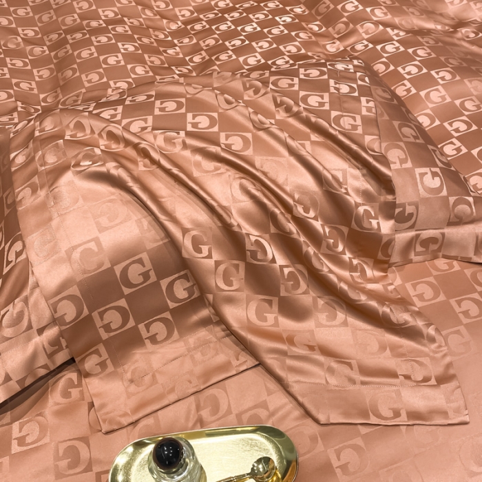 91家纺网 家纺一手货源 找家纺 遇见家居 2022新款水洗磨毛亲肤棉贡缎提花四件套柏林-焦糖