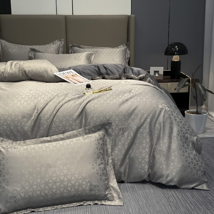 91家纺网 家纺一手货源 找家纺 遇见家居2022新款水洗磨毛亲肤棉贡缎提花四件套 柏林-深灰