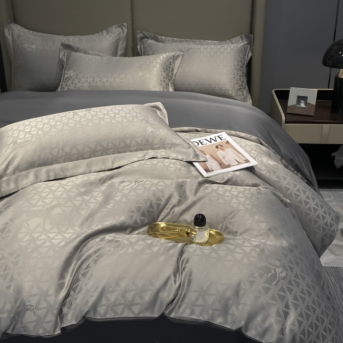 91家纺网 家纺一手货源 找家纺 遇见家居2022新款水洗磨毛亲肤棉贡缎提花四件套 柏林-深灰