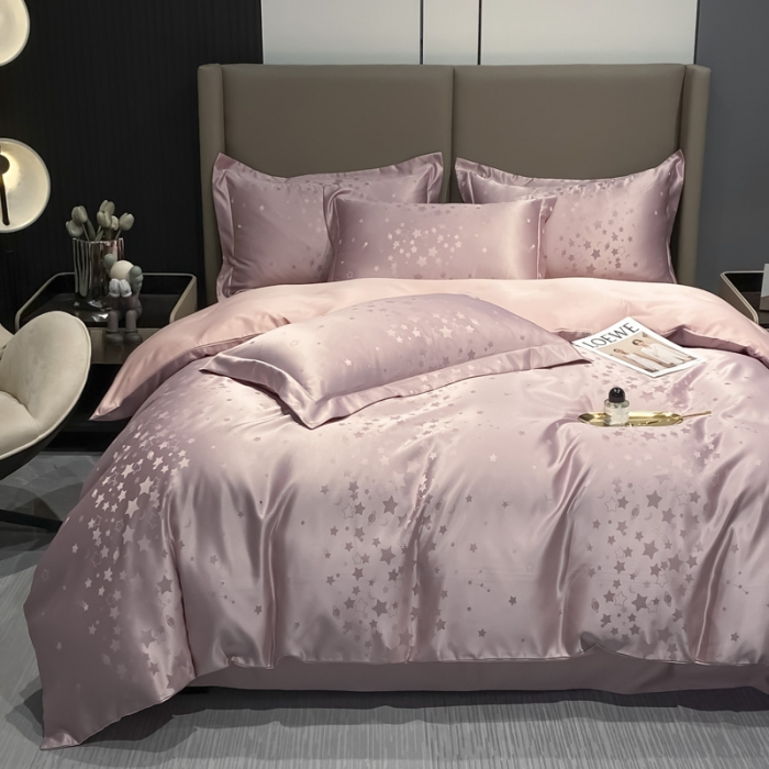 91家纺网 家纺一手货源 找家纺 遇见家居2022水洗磨毛亲肤棉贡缎提花四件套-柏林柏林-星粉