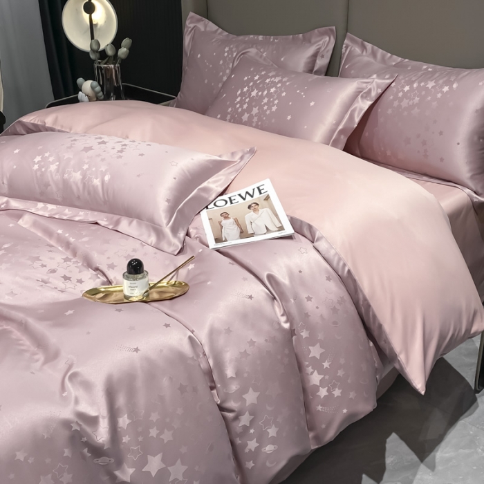 91家纺网 家纺一手货源 找家纺 遇见家居2022水洗磨毛亲肤棉贡缎提花四件套-柏林柏林-星粉