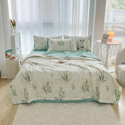 91家纺网 家纺一手货源 找家纺 沐辰 2022新款全棉水洗棉大豆纤维夏被 仙草