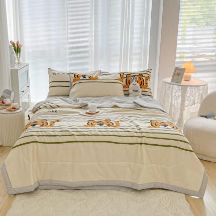 91家纺网 家纺一手货源 找家纺 沐辰 2022新款全棉水洗棉大豆纤维夏被 小老虎