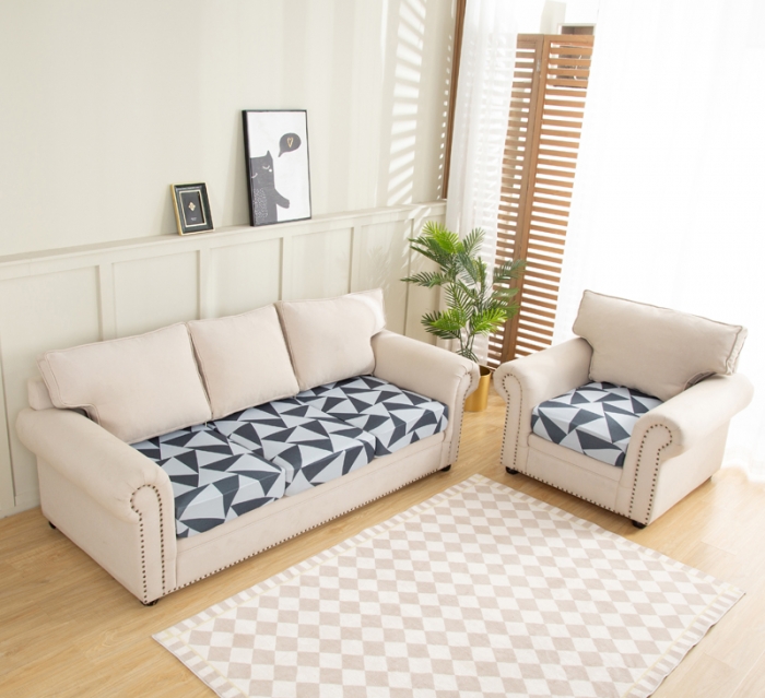 91家纺网 家纺一手货源 找家纺 兴妮雅家纺 2022新款四季款坐垫套 灰调三角形