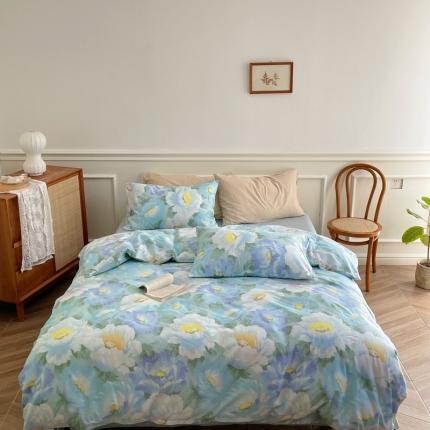 91家纺网 家纺一手货源 找家纺 窝米2022新款13370全棉四件套花卉系列 春风里