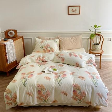 91家纺网 家纺一手货源 找家纺 窝米2022新款13370全棉四件套花卉系列 秋收
