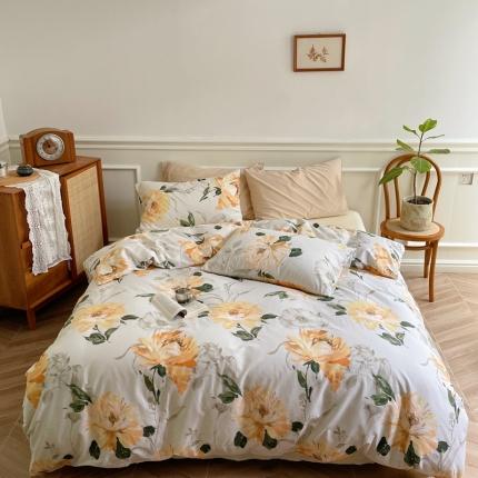 91家纺网 家纺一手货源 找家纺 窝米2022新款13370全棉四件套花卉系列 恬谧