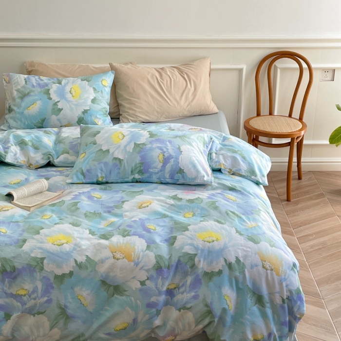 91家纺网 家纺一手货源 找家纺 窝米2022新款13370全棉四件套花卉系列 春风里