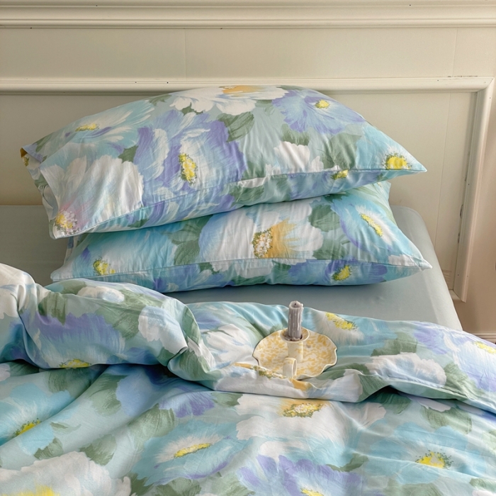 91家纺网 家纺一手货源 找家纺 窝米2022新款13370全棉四件套花卉系列 春风里