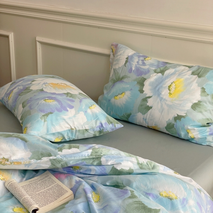 91家纺网 家纺一手货源 找家纺 窝米2022新款13370全棉四件套花卉系列 春风里