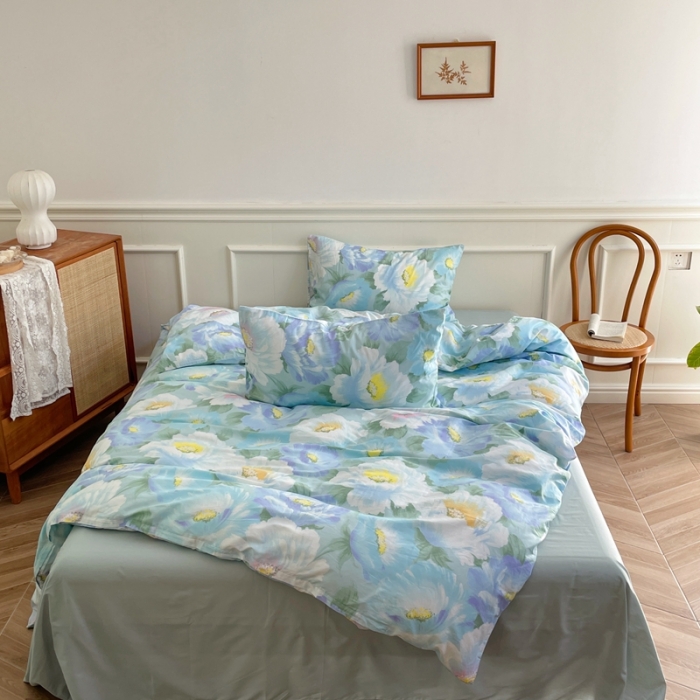 91家纺网 家纺一手货源 找家纺 窝米2022新款13370全棉四件套花卉系列 春风里