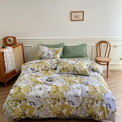 窝米2022新款13370全棉四件套花卉系列 青柚