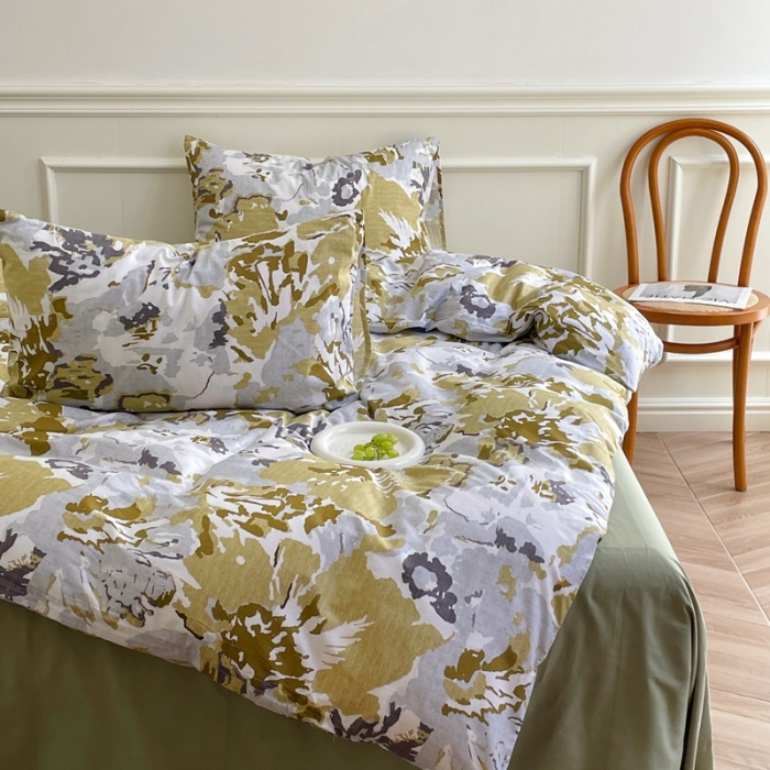 91家纺网 家纺一手货源 找家纺 窝米2022新款13370全棉四件套花卉系列 青柚