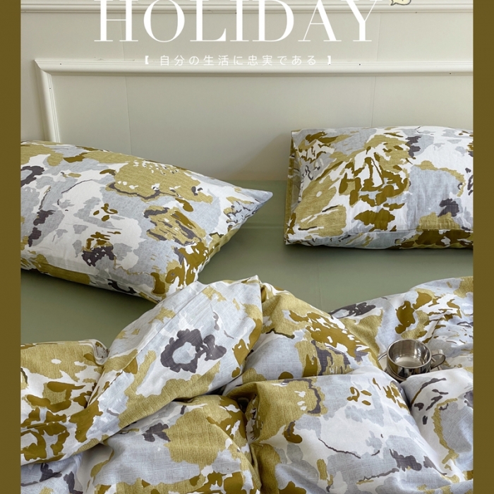 91家纺网 家纺一手货源 找家纺 窝米2022新款13370全棉四件套花卉系列 青柚