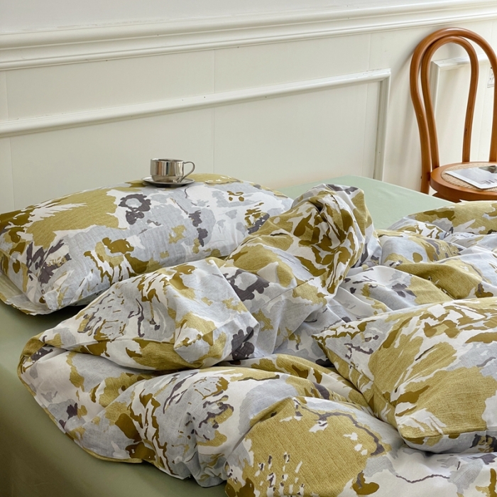 91家纺网 家纺一手货源 找家纺 窝米2022新款13370全棉四件套花卉系列 青柚