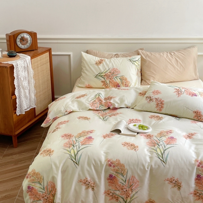 91家纺网 家纺一手货源 找家纺 窝米2022新款13370全棉四件套花卉系列 秋收