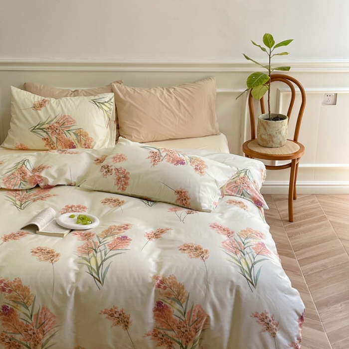 91家纺网 家纺一手货源 找家纺 窝米2022新款13370全棉四件套花卉系列 秋收