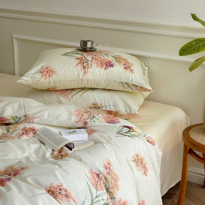 91家纺网 家纺一手货源 找家纺 窝米2022新款13370全棉四件套花卉系列 秋收