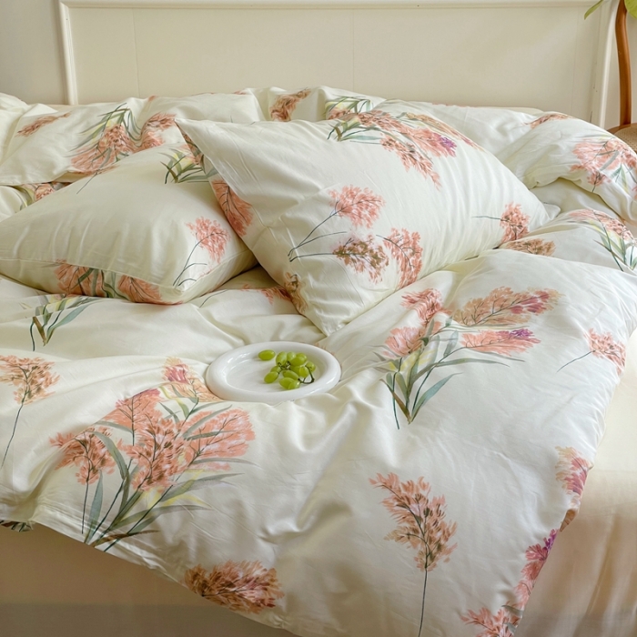 91家纺网 家纺一手货源 找家纺 窝米2022新款13370全棉四件套花卉系列 秋收