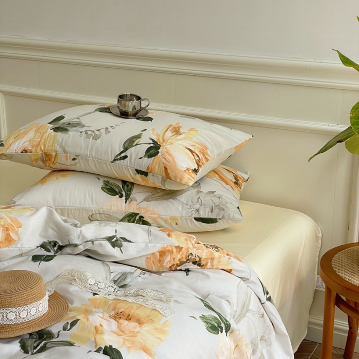 91家纺网 家纺一手货源 找家纺 窝米2022新款13370全棉四件套花卉系列 恬谧