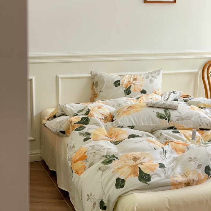 91家纺网 家纺一手货源 找家纺 窝米2022新款13370全棉四件套花卉系列 恬谧