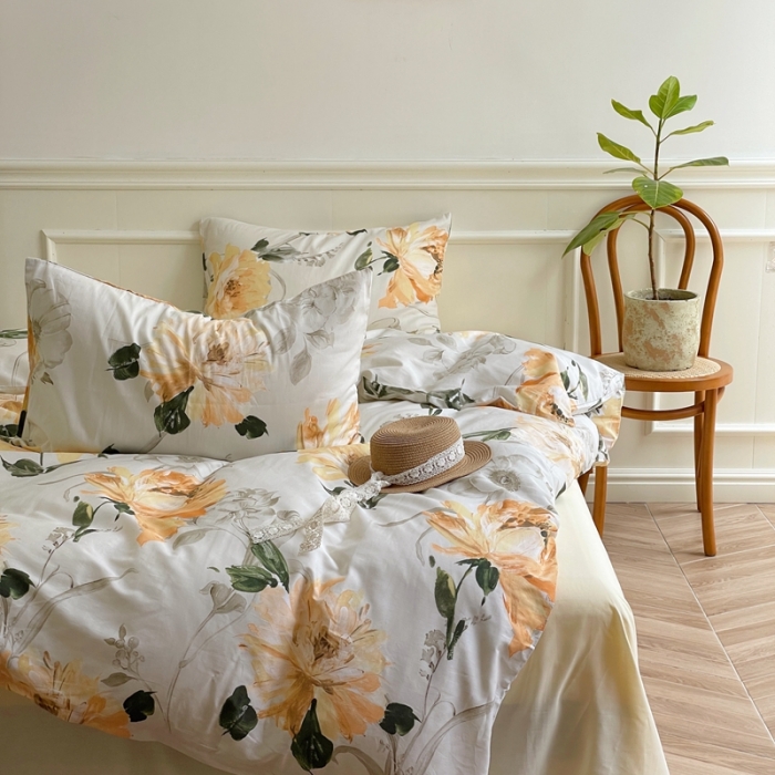 91家纺网 家纺一手货源 找家纺 窝米2022新款13370全棉四件套花卉系列 恬谧