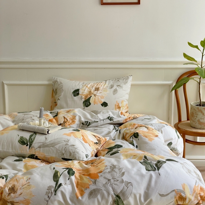 91家纺网 家纺一手货源 找家纺 窝米2022新款13370全棉四件套花卉系列 恬谧