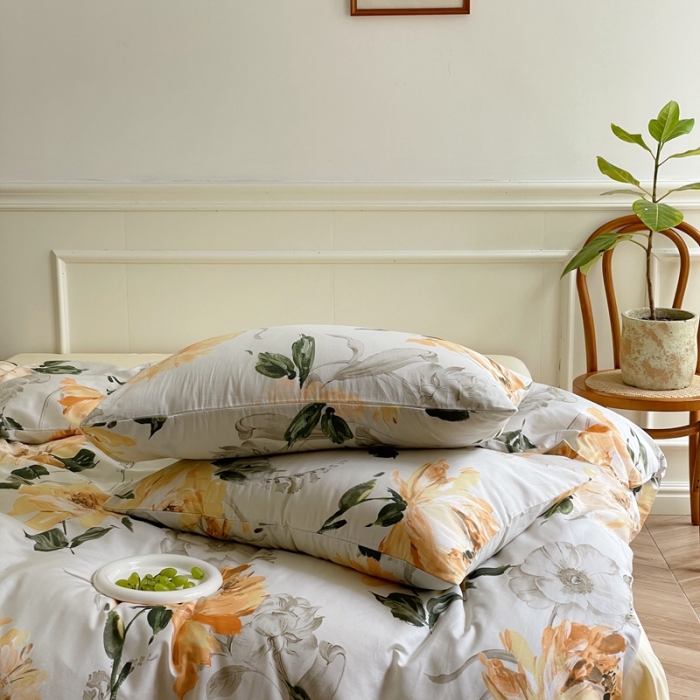 91家纺网 家纺一手货源 找家纺 窝米2022新款13370全棉四件套花卉系列 恬谧