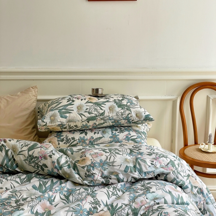91家纺网 家纺一手货源 找家纺 窝米2022新款13370全棉四件套花卉系列 夏花