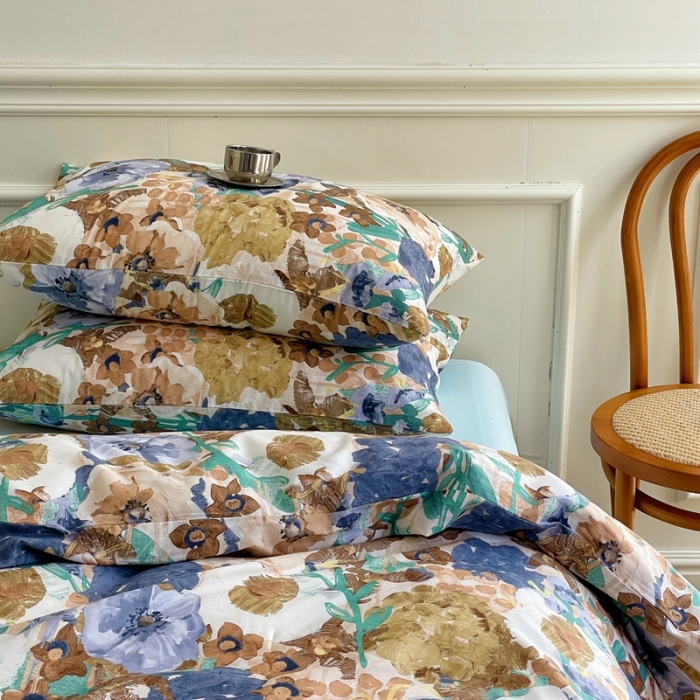 91家纺网 家纺一手货源 找家纺 窝米2022新款13370全棉四件套花卉系列 云溪黄