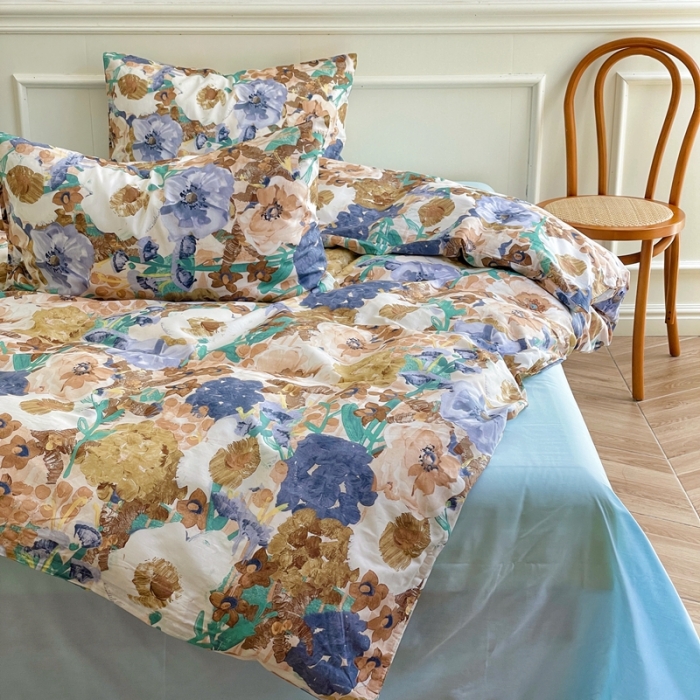 91家纺网 家纺一手货源 找家纺 窝米2022新款13370全棉四件套花卉系列 云溪黄