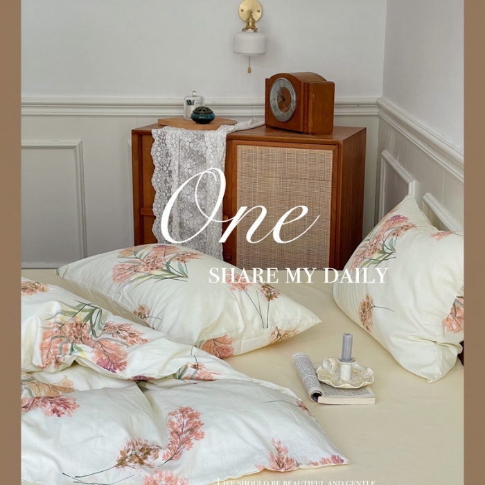 91家纺网 家纺一手货源 找家纺 窝米2022新款13370全棉四件套花卉系列 秋收