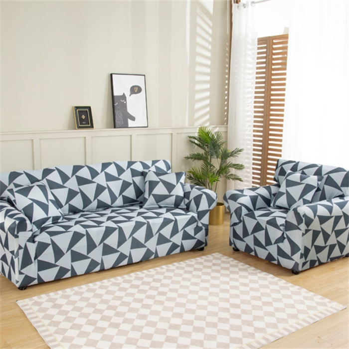 91家纺网 家纺一手货源 找家纺 兴妮雅 2022新款贵妃风格组合全包沙发套 灰调三角形