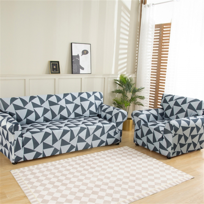 91家纺网 家纺一手货源 找家纺 兴妮雅 2022新款贵妃风格组合全包沙发套 灰调三角形