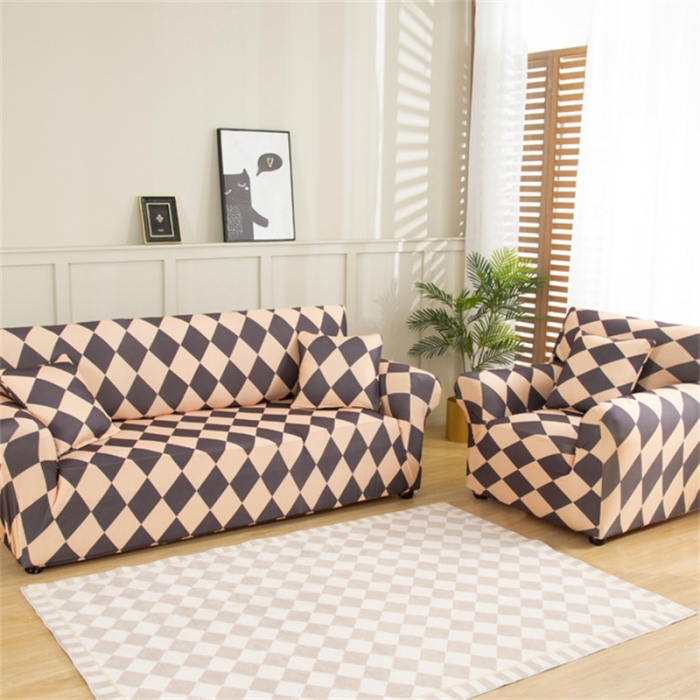 91家纺网 家纺一手货源 找家纺 兴妮雅 2022新款贵妃风格组合全包沙发套 简约主义咖