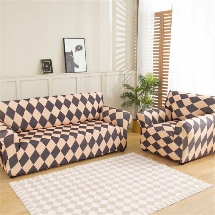 91家纺网 家纺一手货源 找家纺 兴妮雅 2022新款贵妃风格组合全包沙发套 简约主义咖