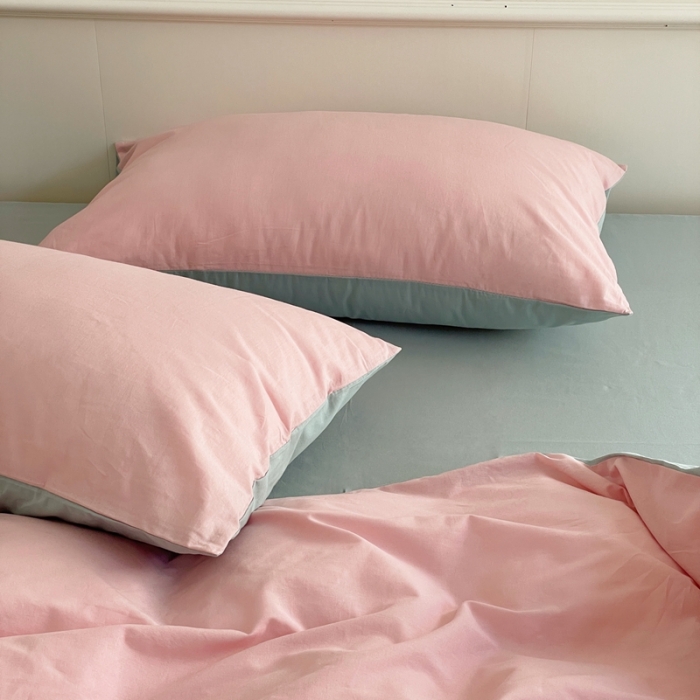 91家纺网 家纺一手货源 找家纺 （总）窝米 2022夏季新品素色双拼水洗棉四件套