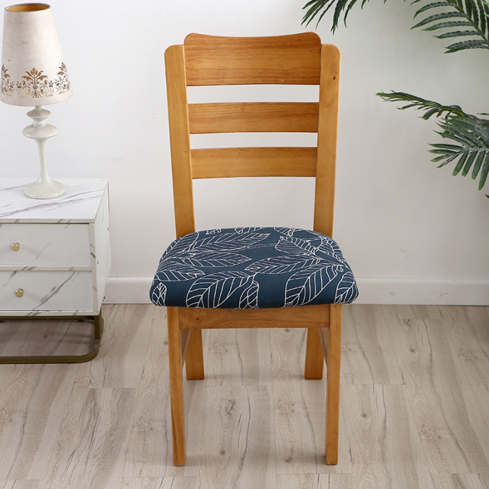 91家纺网 家纺一手货源 找家纺 兴妮雅 2022新款四季款弹力布椅子套45*45cm 蓝树叶