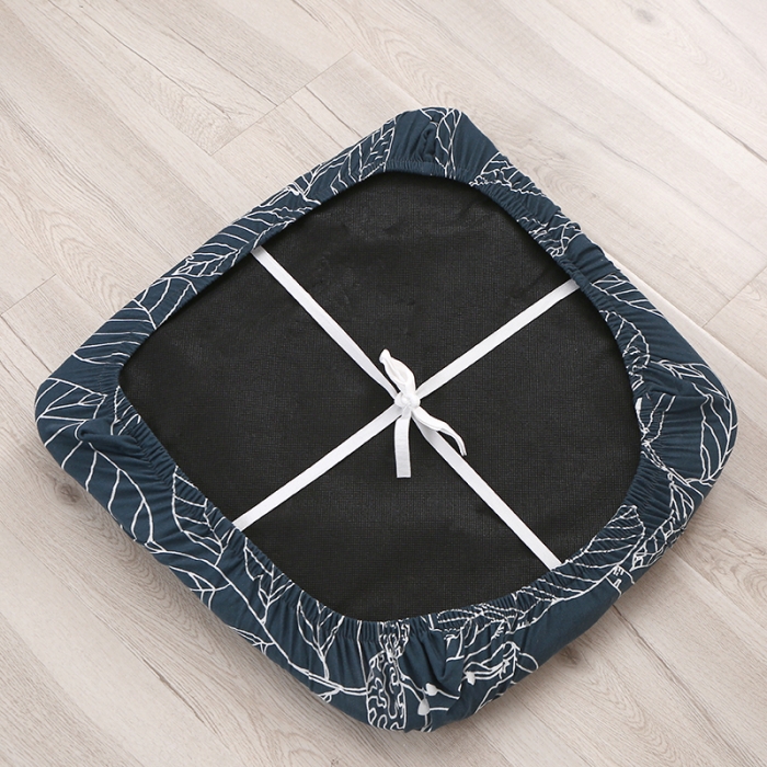 91家纺网 家纺一手货源 找家纺 兴妮雅 2022新款四季款弹力布椅子套45*45cm 蓝树叶