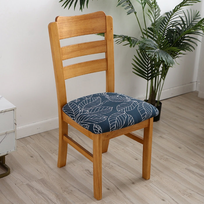 91家纺网 家纺一手货源 找家纺 兴妮雅 2022新款四季款弹力布椅子套45*45cm 蓝树叶