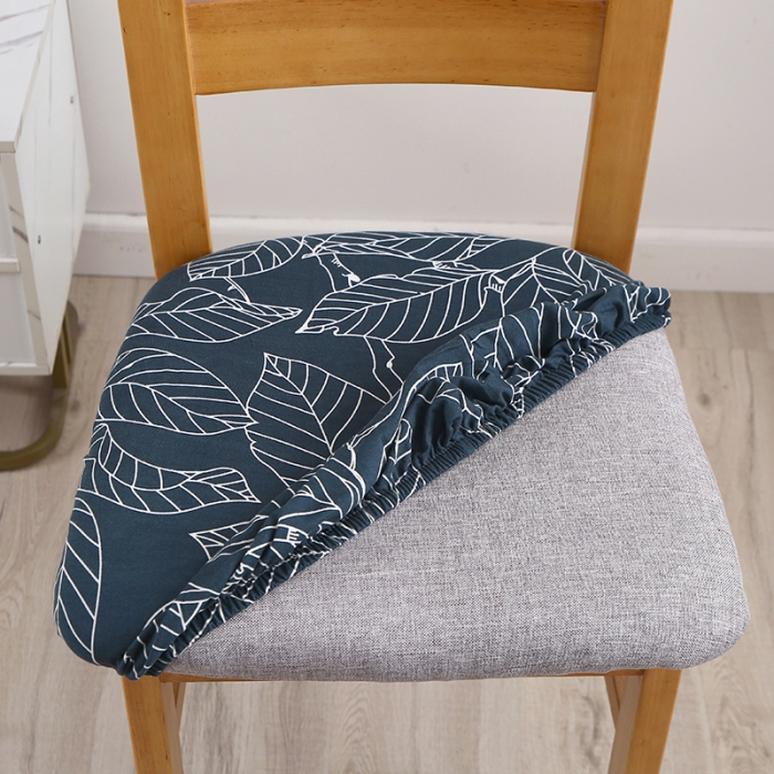 91家纺网 家纺一手货源 找家纺 兴妮雅 2022新款四季款弹力布椅子套45*45cm 蓝树叶